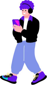 問い合わせを促す男性のイラスト