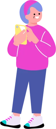 問い合わせを促す女性のイラスト