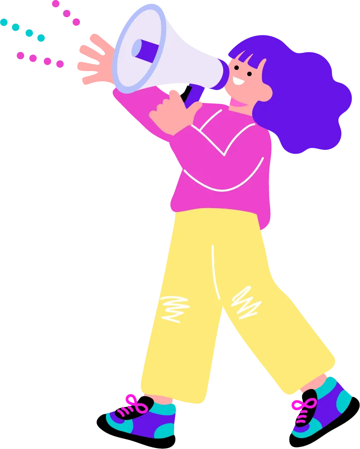 メガホンで呼びかける人物のイラスト